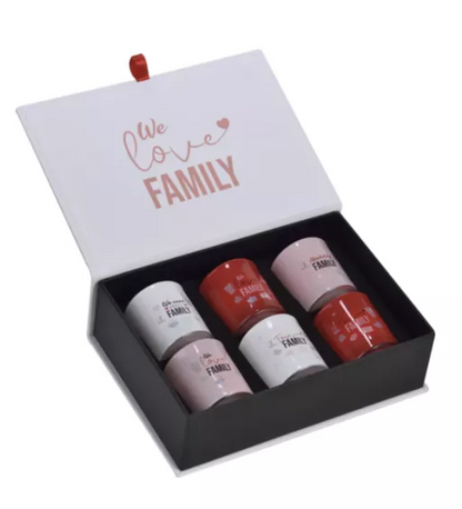 Coffret de 6 bougies parfumées – Wir lieben die Familie